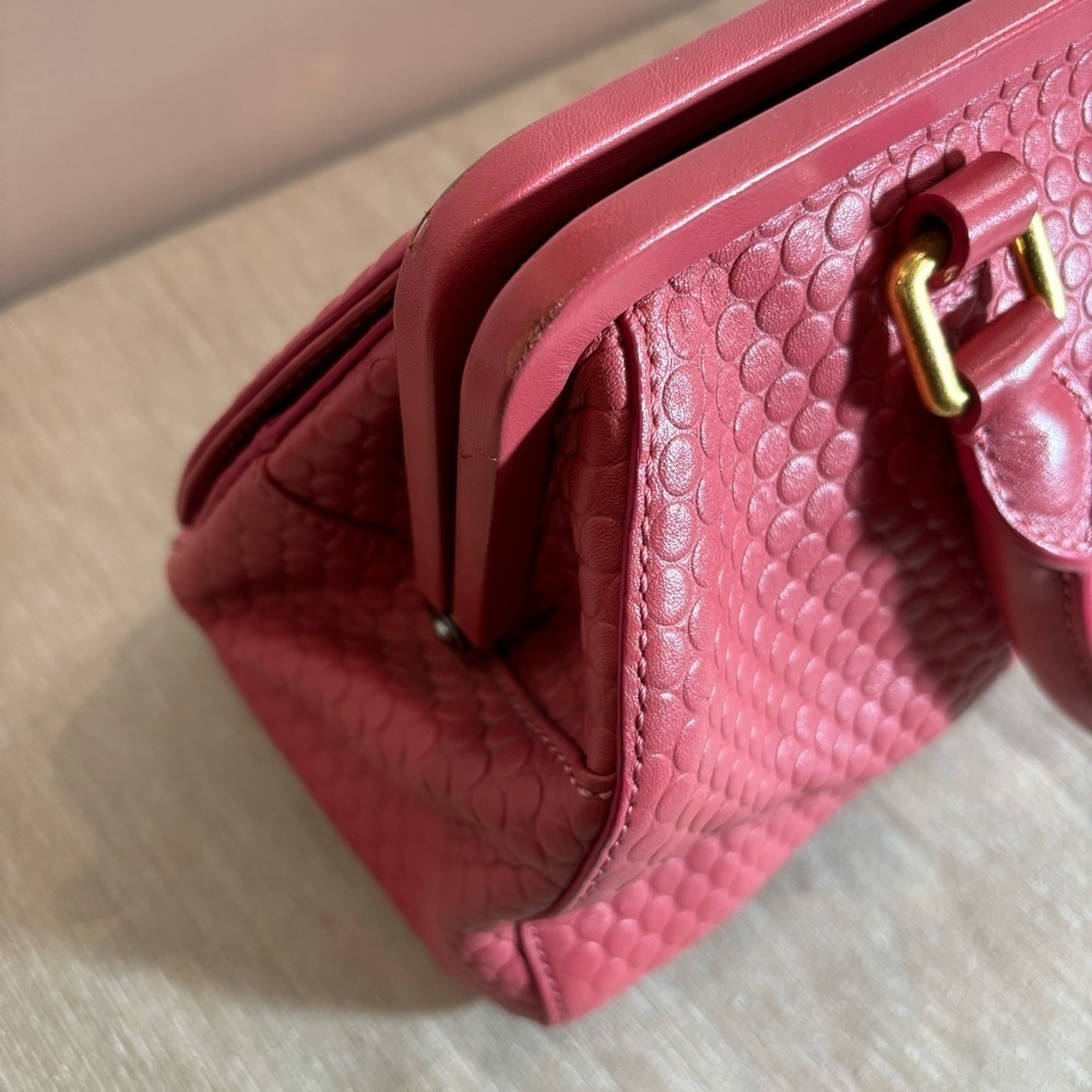 ANNA TOSANI Bubble Gum Pink Satchel Handbag with Many Pockets Main Compartment - Picture 10 of 16
